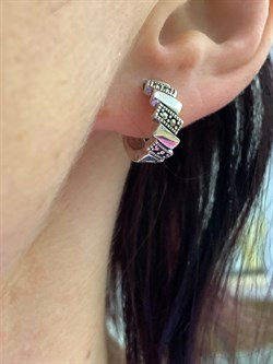 *Серьги Конго Марказит арт. HE1497-907 вес 5,22 г - фото 296100 *Серьги Конго Марказит арт. HE1497-907 вес 5,22 г - фото 296100