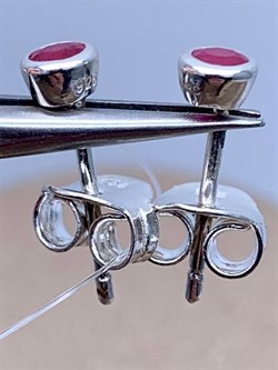 *Серьги Пусеты Корунд Рубин арт. HE1494-669 вес 1 г - фото 296115