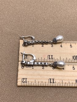 *Серьги Микс Марказит Жемчуг арт. HE1534-239 вес 8 г - фото 296173 *Серьги Микс Марказит Жемчуг арт. HE1534-239 вес 8 г - фото 296173