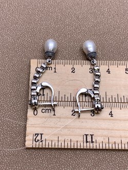 *Серьги Микс Марказит Жемчуг арт. HE1534-239 вес 8 г - фото 296174 *Серьги Микс Марказит Жемчуг арт. HE1534-239 вес 8 г - фото 296174