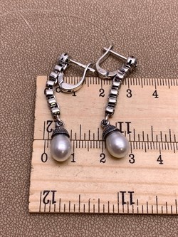 *Серьги Микс Марказит Жемчуг арт. HE1534-239 вес 8 г - фото 296175 *Серьги Микс Марказит Жемчуг арт. HE1534-239 вес 8 г - фото 296175