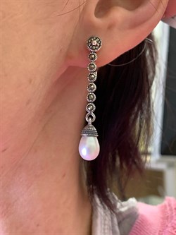 *Серьги Микс Марказит Жемчуг арт. HE1534-239 вес 8 г - фото 296176 *Серьги Микс Марказит Жемчуг арт. HE1534-239 вес 8 г - фото 296176