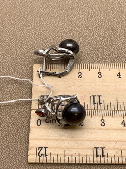 *Серьги Черный Жемчуг д.10,5*11мм арт. 2.0996.0.b-748 Вес 7,9 г - фото 296470 *Серьги Черный Жемчуг д.10,5*11мм арт. 2.0996.0.b-748 Вес 7,9 г - фото 296470