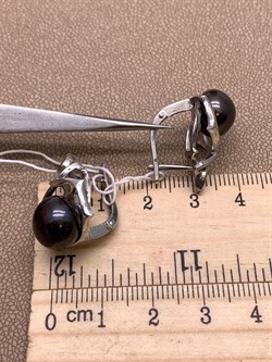 *Серьги Черный Жемчуг д.10,5*11мм арт. 2.0996.0.b-748 Вес 7,9 г - фото 296471 *Серьги Черный Жемчуг д.10,5*11мм арт. 2.0996.0.b-748 Вес 7,9 г - фото 296471