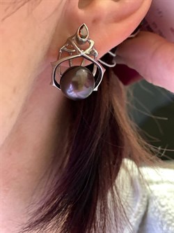 *Серьги Черный Жемчуг д.10,5*11мм арт. 2.0996.0.b-748 Вес 7,9 г - фото 296472 *Серьги Черный Жемчуг д.10,5*11мм арт. 2.0996.0.b-748 Вес 7,9 г - фото 296472