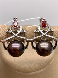 *Серьги Черный Жемчуг д.10,5*11мм арт. 2.0996.0.b-748 Вес 7,9 г - фото 296474 *Серьги Черный Жемчуг д.10,5*11мм арт. 2.0996.0.b-748 Вес 7,9 г - фото 296474