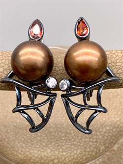 *Серьги Шоколадный Жемчуг д.10*10,5мм арт. 2.0999.0.b-582 Вес 6,18 г - фото 296517 *Серьги Шоколадный Жемчуг д.10*10,5мм арт. 2.0999.0.b-582 Вес 6,18 г - фото 296517