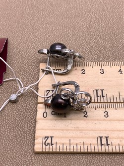 *Серьги Черный Жемчуг д.9,5*10мм арт. 2.0998.0.b-230 Вес 6,88 г - фото 296824 *Серьги Черный Жемчуг д.9,5*10мм арт. 2.0998.0.b-230 Вес 6,88 г - фото 296824