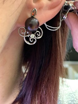 *Серьги Черный Жемчуг д.9,5*10мм арт. 2.0998.0.b-230 Вес 6,88 г - фото 296827 *Серьги Черный Жемчуг д.9,5*10мм арт. 2.0998.0.b-230 Вес 6,88 г - фото 296827