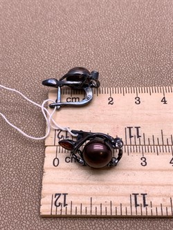 *Серьги Шоколадный Жемчуг д. 9,5*10мм арт. 2.0997.0.b-906 Вес 5,98 г - фото 296849