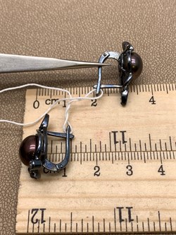 *Серьги Шоколадный Жемчуг д. 9,5*10мм арт. 2.0997.0.b-906 Вес 5,98 г - фото 296850