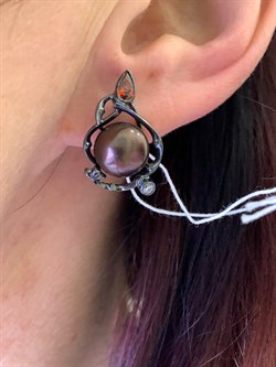 *Серьги Шоколадный Жемчуг д. 9,5*10мм арт. 2.0997.0.b-906 Вес 5,98 г - фото 296851