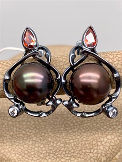 *Серьги Шоколадный Жемчуг д. 9,5*10мм арт. 2.0997.0.b-906 Вес 5,98 г - фото 296852