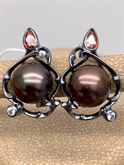 *Серьги Шоколадный Жемчуг д. 9,5*10мм арт. 2.0997.0.b-906 Вес 5,98 г - фото 296853