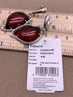 *Серьги Коньячный Янтарь арт. 23020219519-243 Вес 9,8 г - фото 297081 *Серьги Коньячный Янтарь арт. 23020219519-243 Вес 9,8 г - фото 297081