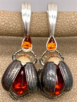 *Серьги Жуки Коньячный Янтарь арт. 65020200095-394 Вес 8,86 г - фото 297093 *Серьги Жуки Коньячный Янтарь арт. 65020200095-394 Вес 8,86 г - фото 297093