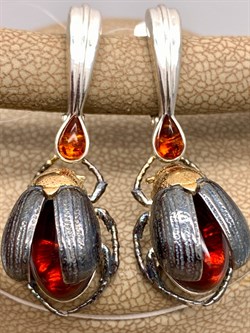 *Серьги Жуки Коньячный Янтарь арт. 65020200095-424 Вес 8,91 г - фото 297145 *Серьги Жуки Коньячный Янтарь арт. 65020200095-424 Вес 8,91 г - фото 297145