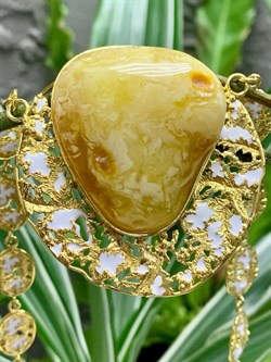 *Колье р.40-45 Янтарь Эмаль арт. 723094п-419 Вес 42,61 г - фото 297864