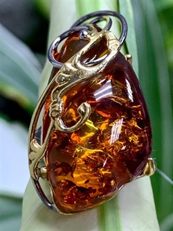 *Кольцо р.16,75 Янтарь арт. 720026п-350 Вес 8 г - фото 298267