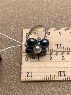 *Кольцо р.19 Жемчуг Микс д.7*7,5мм арт. 1.0106.0.b-193 Вес 5,21 г - фото 301114