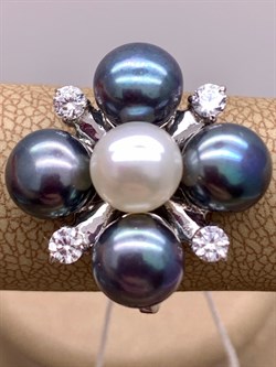 *Кольцо р.19 Жемчуг Микс д.7*7,5мм арт. 1.0106.0.b-193 Вес 5,21 г - фото 301119