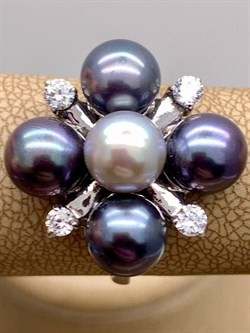 *Кольцо р.19,5 Жемчуг Микс д.7*7,5мм арт. 1.0106.0.b-230 Вес 5,04 г - фото 301129