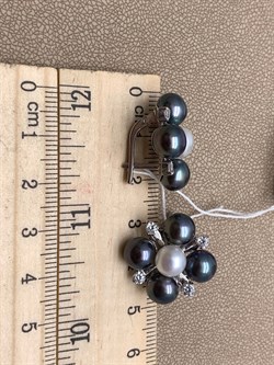 *Серьги Черный Жемчуг Микс д.7*7,5мм арт. 2.0106.0.b-308 Вес 8,52 г - фото 301134
