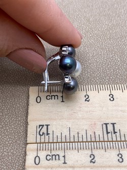 *Серьги Черный Жемчуг Микс д.7*7,5мм арт. 2.0106.0.b-308 Вес 8,52 г - фото 301135