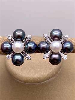 *Серьги Черный Жемчуг Микс д.7*7,5мм арт. 2.0106.0.b-308 Вес 8,52 г - фото 301137