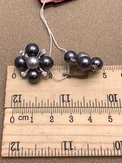 *Серьги Черный Жемчуг Микс д.7*7,5мм арт. 2.0106.0.b-346 Вес 8,72 г - фото 301140