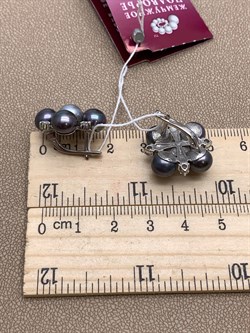 *Серьги Черный Жемчуг Микс д.7*7,5мм арт. 2.0106.0.b-346 Вес 8,72 г - фото 301141