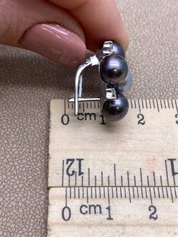 *Серьги Черный Жемчуг Микс д.7*7,5мм арт. 2.0106.0.b-346 Вес 8,72 г - фото 301142