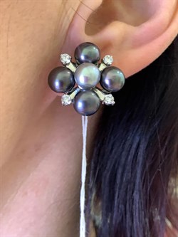 *Серьги Черный Жемчуг Микс д.7*7,5мм арт. 2.0106.0.b-346 Вес 8,72 г - фото 301143