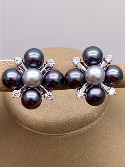 *Серьги Черный Жемчуг Микс д.7*7,5мм арт. 2.0106.0.b-346 Вес 8,72 г - фото 301145