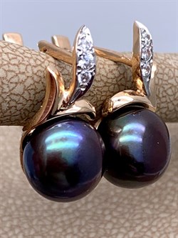 *Серьги Черный Жемчуг д.9,5-10 цв Красное арт. 2.0446.0.b-746 Вес 5,52 г - фото 301199 *Серьги Черный Жемчуг д.9,5-10 цв Красное арт. 2.0446.0.b-746 Вес 5,52 г - фото 301199