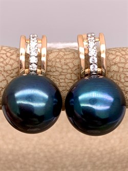 *Серьги Черный Жемчуг д. 9-9,5 цв Красное арт. 2.0239.1.b-948 Вес 4,49 г - фото 301363