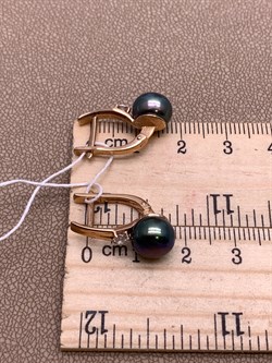 *Серьги Черный Жемчуг д.8,5-9 цв Красное арт. 2.0841.0.b-053 Вес 4,87 г - фото 301406