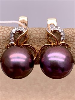 *Серьги Шоколадный Жемчуг д.9-9,5 цв Красное арт. 2.0245.1.b-414 Вес 4,49 г - фото 301427 *Серьги Шоколадный Жемчуг д.9-9,5 цв Красное арт. 2.0245.1.b-414 Вес 4,49 г - фото 301427