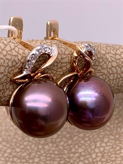 *Серьги Шоколадный Жемчуг д.9-9,5 цв Красное арт. 2.0245.1.b-414 Вес 4,49 г - фото 301429 *Серьги Шоколадный Жемчуг д.9-9,5 цв Красное арт. 2.0245.1.b-414 Вес 4,49 г - фото 301429