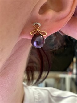 *Серьги Шоколадный Жемчуг д.8,5-9 цв Красное арт. 2.0247.1.b-782 Вес 4,87 г - фото 301459