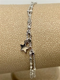 *Браслет р.17-20 Фантазия 2 ряда Роло гладкая Кубики с подвеской Звезда арт. 032282R014L17-992 Вес 3,88 г - фото 303208 *Браслет р.17-20 Фантазия 2 ряда Роло гладкая Кубики с подвеской Звезда арт. 032282R014L17-992 Вес 3,88 г - фото 303208