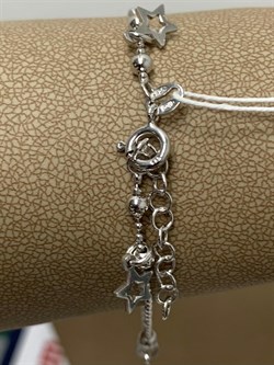 *Браслет р.17-20 Перлина с подвесками Звезды арт. 0382R206L17-760 Вес 2,92 г - фото 303294 *Браслет р.17-20 Перлина с подвесками Звезды арт. 0382R206L17-760 Вес 2,92 г - фото 303294