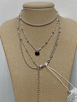 *Цепь р.45-50 Фантазия 2 ряда Перлина Сингапур с  подвеской Круг арт. 032282R015L45-184 Вес 7,94 г - фото 303306