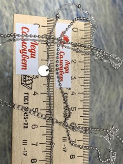 *Цепь р.45-50 Фантазия 2 ряда Перлина Сингапур с  подвеской Круг арт. 032282R015L45-184 Вес 7,94 г - фото 303308