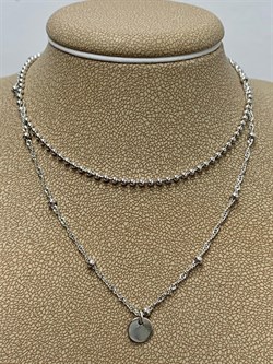 *Цепь р.40-45 Фантазия 2 ряда Перлина Сингапур с подвеской Круг арт. 032282R015L40-041 Вес 7,1 г - фото 303313