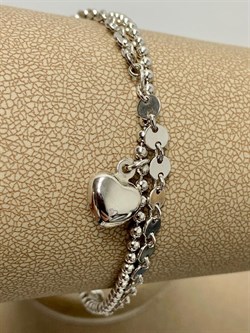 *Браслет р.17-19 Фантазия 2 ряда Перлина Монисто с подвеской Сердце арт. 032282R013L17-925 Вес 6 г - фото 303370 *Браслет р.17-19 Фантазия 2 ряда Перлина Монисто с подвеской Сердце арт. 032282R013L17-925 Вес 6 г - фото 303370