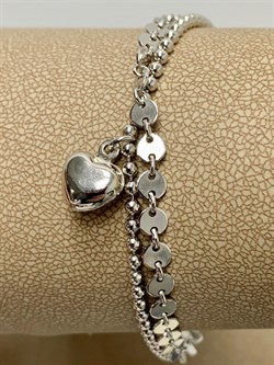 *Браслет р.18-20 Фантазия 2 ряда Перлина Монисто с подвеской Сердце арт. 032282R013L18-160 Вес 6,32 г - фото 303382 *Браслет р.18-20 Фантазия 2 ряда Перлина Монисто с подвеской Сердце арт. 032282R013L18-160 Вес 6,32 г - фото 303382