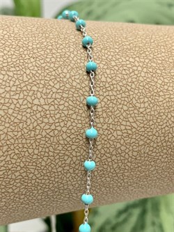 *Браслетр.18 Фантазия с шариками с эмалью цв Бирюзовый арт. 0382R082L18tr-144, (Вес 1,57 г) - фото 303510 *Браслетр.18 Фантазия с шариками с эмалью цв Бирюзовый арт. 0382R082L18tr-144, (Вес 1,57 г) - фото 303510