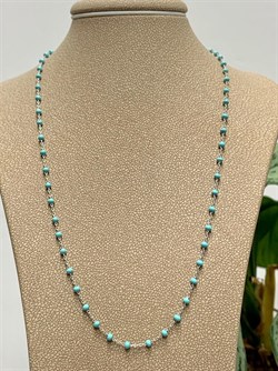 *Цепь р.45 Фантазия с шариками с эмалью цв Бирюзовый арт 0382R082L45tr-428 (Вес 3,23 г) - фото 303517