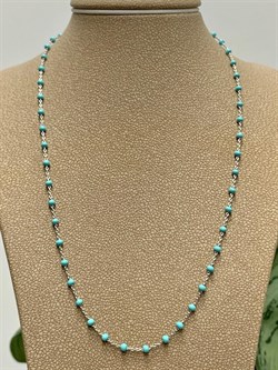 *Цепь р.45 Фантазия с шариками с эмалью цв Бирюзовый арт 0382R082L45tr-428 (Вес 3,23 г) - фото 303518